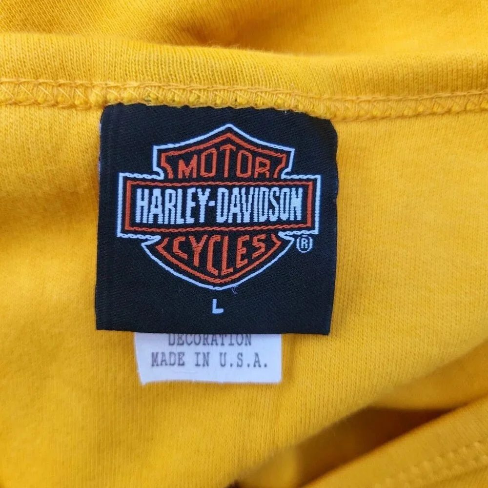 Harley Davidson Woman's Yellow Crystal River Florida Manatees T-shirt Sz L - Picture 2 of 5